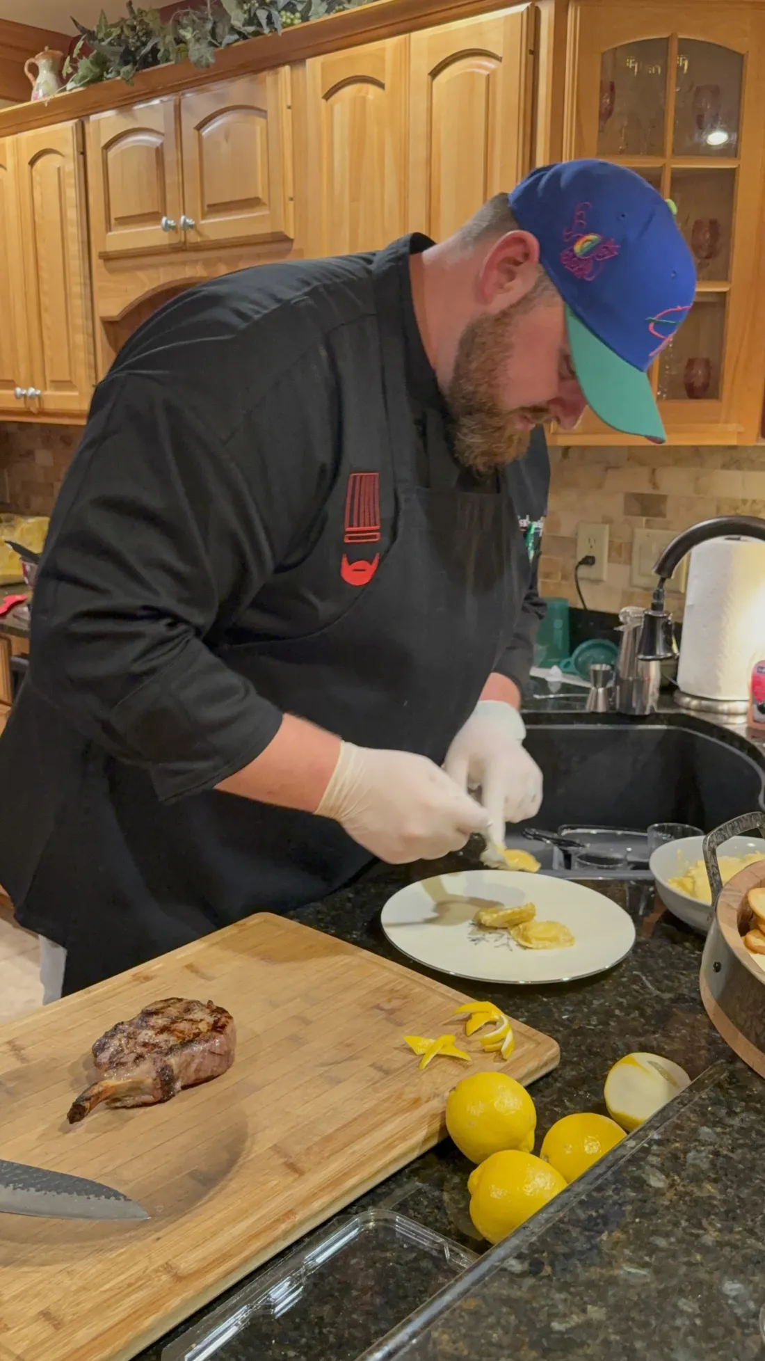 Chef Michael plating at the counter