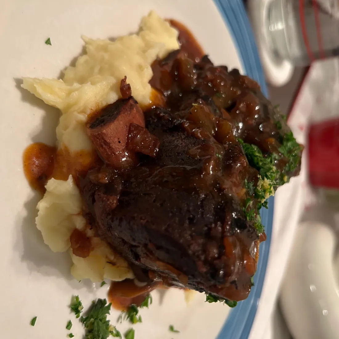 Brasserie Style Cooking &mdash; 12-hour braised veal shank, natural jus, gremolata